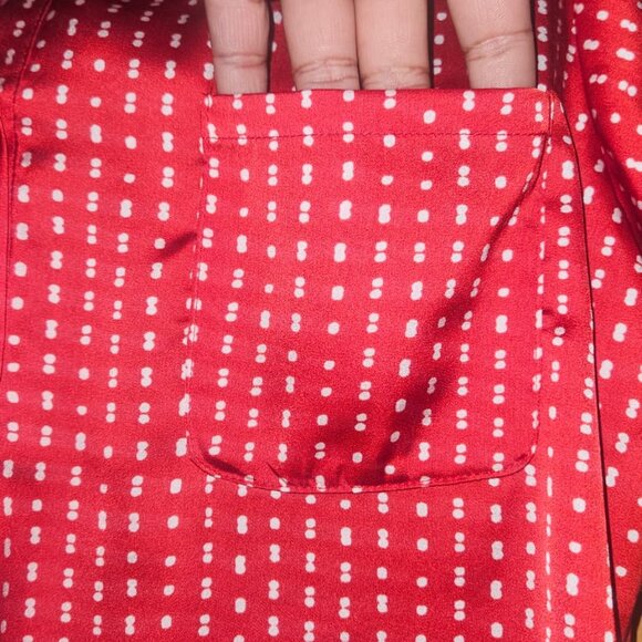 L Liz Claiborne White Spotted Red Blouse - Picture 2 of 4